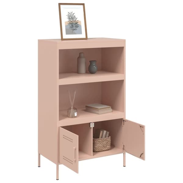 vidaXL Högskåp rosa 68x39x113 cm stål