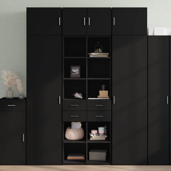 vidaXL Highboard svart 70x42,5x185 cm konstruert tre