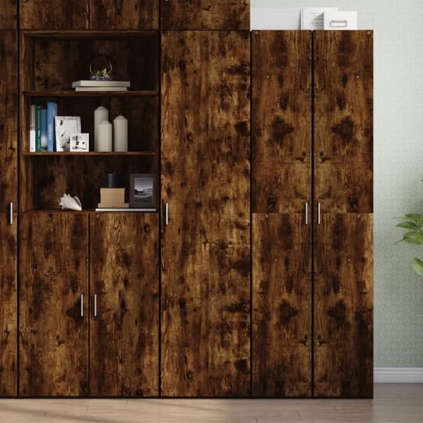 vidaXL højskab 40x42,5x185 cm konstrueret træ røget egetræsfarve