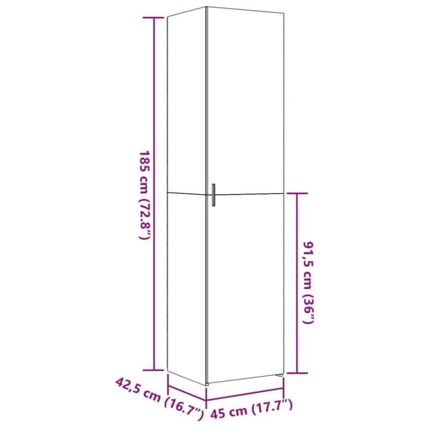 vidaXL Hylle betonggrå 45x42,5x185 cm konstruert tre