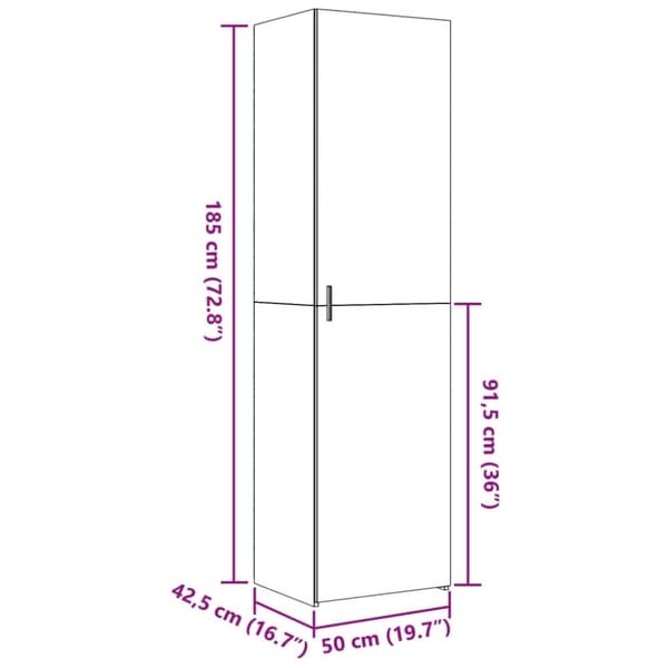 vidaXL Hylle røkt eik 50x42,5x185 cm konstruert tre