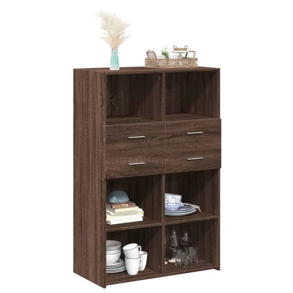 vidaXL reol 80x42,5x124 cm konstrueret træ brun egetræsfarve