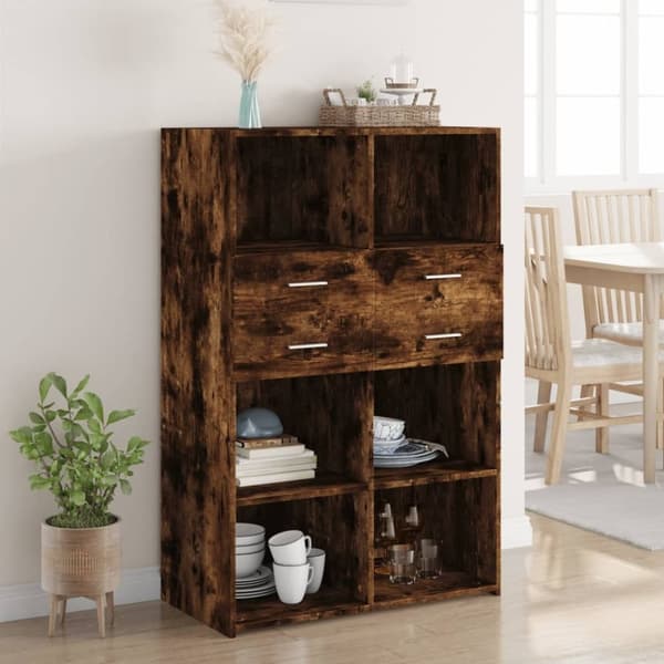 vidaXL reol 80x42,5x124 cm konstrueret træ røget egetræsfarve
