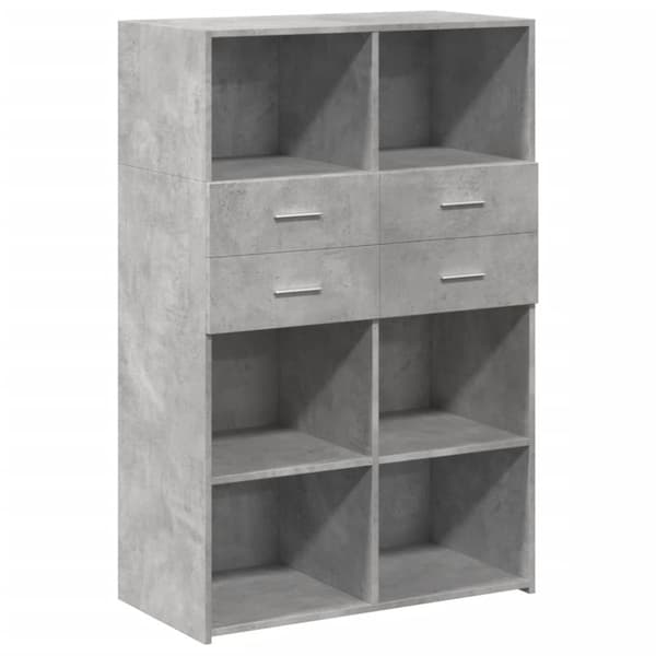 vidaXL reol 80x42,5x124 cm konstrueret træ betongrå