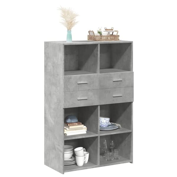 vidaXL reol 80x42,5x124 cm konstrueret træ betongrå