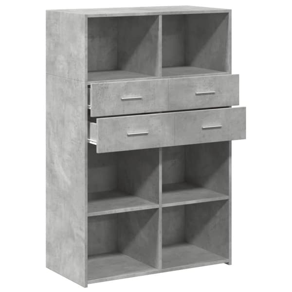 vidaXL reol 80x42,5x124 cm konstrueret træ betongrå
