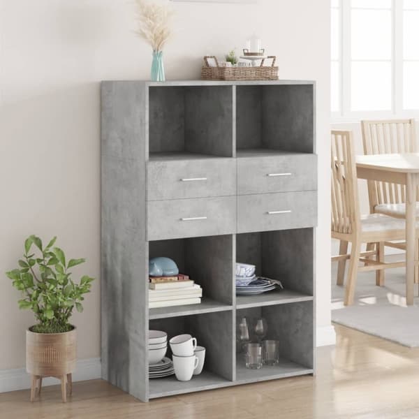 vidaXL reol 80x42,5x124 cm konstrueret træ betongrå