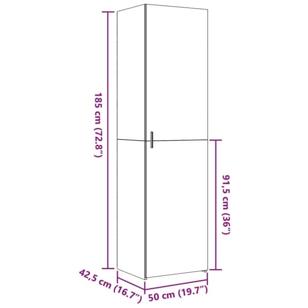 vidaXL Hylle hvit 50x42,5x185 cm konstruert tre
