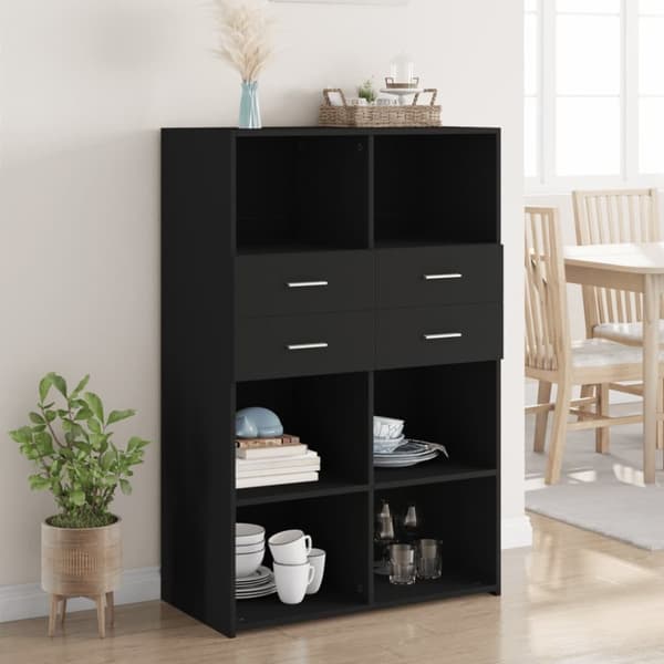 vidaXL reol 80x42,5x124 cm konstrueret træ sort