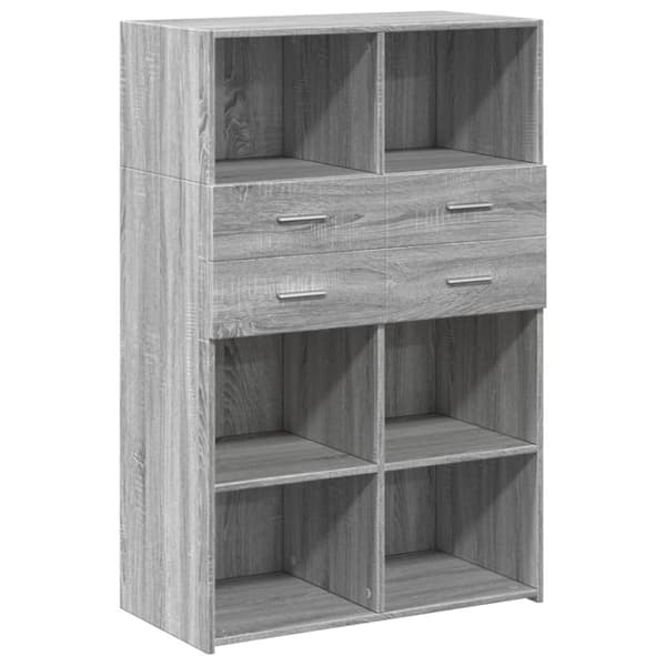 vidaXL reol 80x42,5x124 cm konstrueret træ grå sonoma-eg