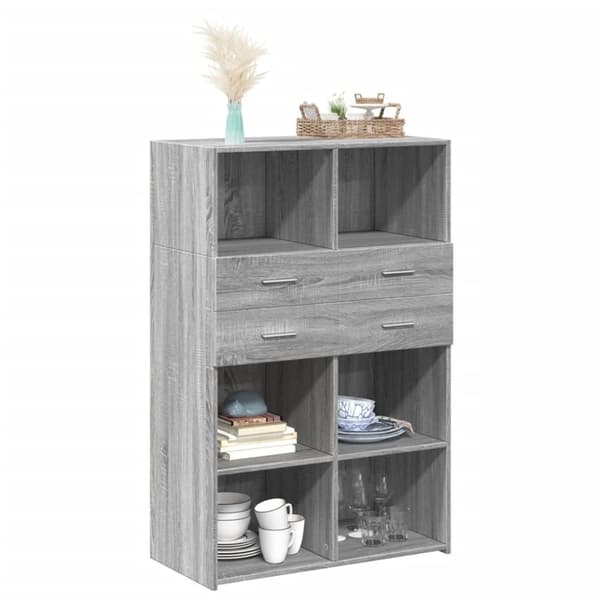 vidaXL reol 80x42,5x124 cm konstrueret træ grå sonoma-eg