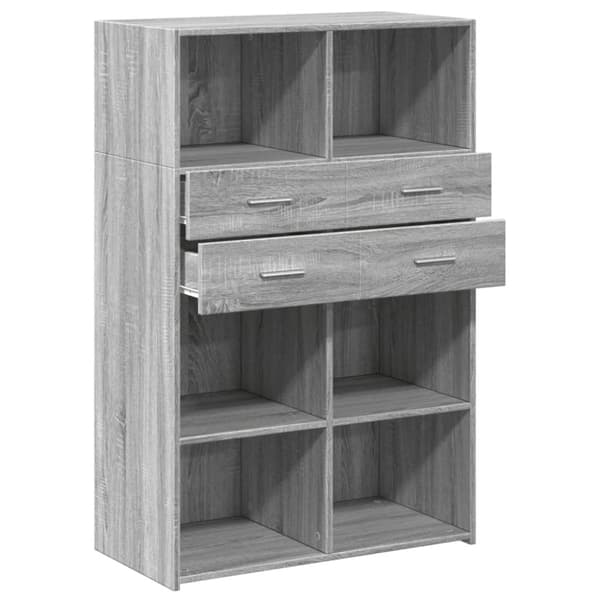 vidaXL reol 80x42,5x124 cm konstrueret træ grå sonoma-eg