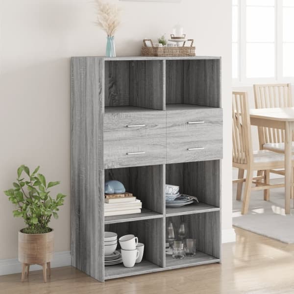 vidaXL reol 80x42,5x124 cm konstrueret træ grå sonoma-eg