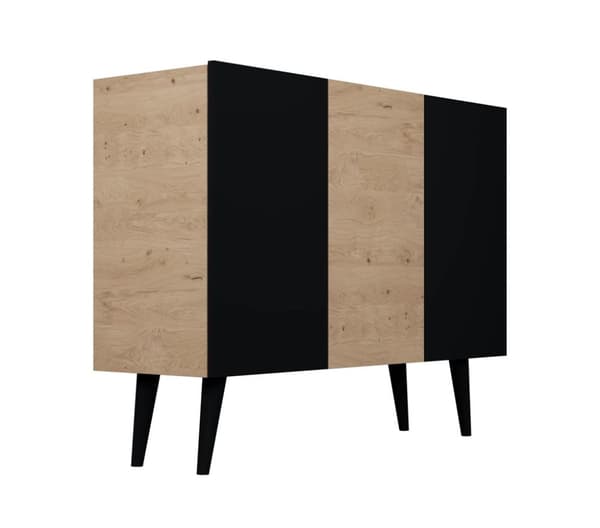 Kocot Toronto senkki 120cm, 3 kaappia, säädettävä hyllykorkeus, musta/beige