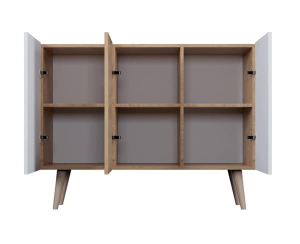 Kocot Toronto senkki 120cm, 3 kaappia, säädettävä hyllykorkeus, valkoinen/beige