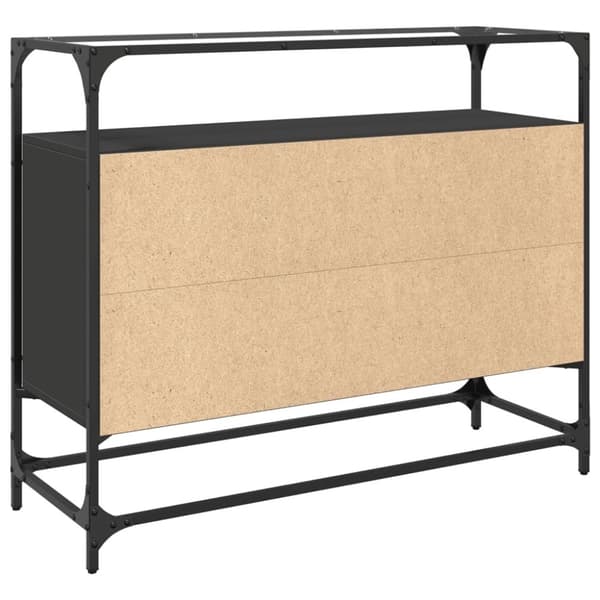 vidaXL Skjenk med glasstopp svart 98x35x81 cm konstruert tre