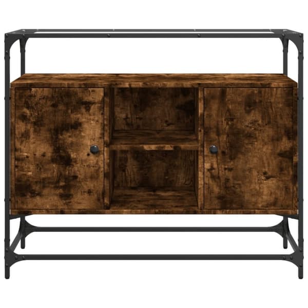 vidaXL TV-taso lasinen pöytälevy savutammi 98x35x81 cm tekninen puu