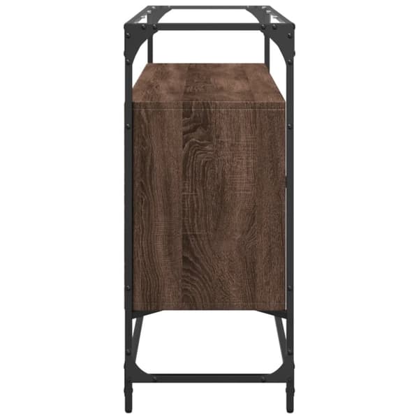 vidaXL skænk med glastop 98x35x81 cm konstrueret træ brun egetræsfarve