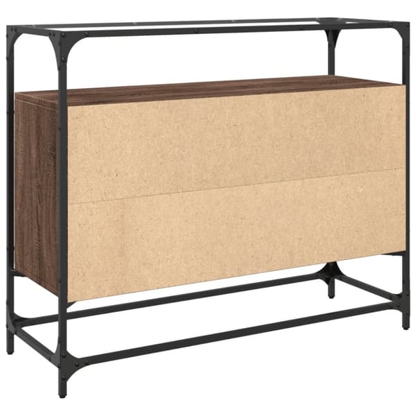 vidaXL skænk med glastop 98x35x81 cm konstrueret træ brun egetræsfarve