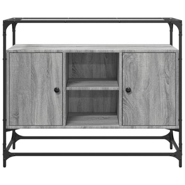 vidaXL skænk med glastop 98x35x81 cm konstrueret træ grå sonoma-eg