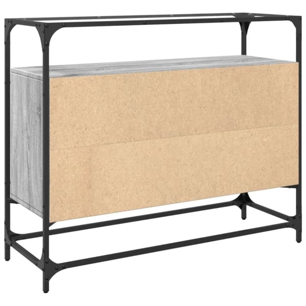 vidaXL skænk med glastop 98x35x81 cm konstrueret træ grå sonoma-eg