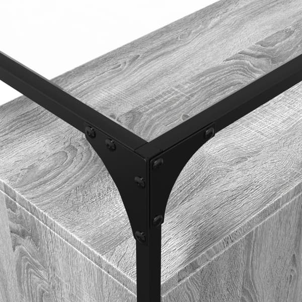 vidaXL skænk med glastop 98x35x81 cm konstrueret træ grå sonoma-eg