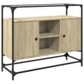 Miniatyrbilde 3 av 11: vidaXL Skjenk med glasstopp sonoma eik 98x35x81 cm konstruert tre