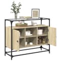 Miniatyrbilde 4 av 11: vidaXL Skjenk med glasstopp sonoma eik 98x35x81 cm konstruert tre
