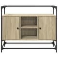 Miniatyrbilde 5 av 11: vidaXL Skjenk med glasstopp sonoma eik 98x35x81 cm konstruert tre