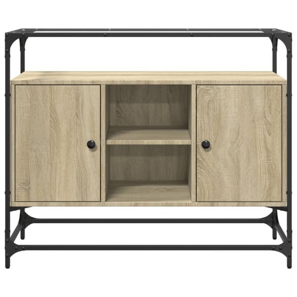 vidaXL Skjenk med glasstopp sonoma eik 98x35x81 cm konstruert tre