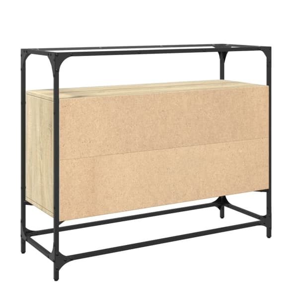 vidaXL Skjenk med glasstopp sonoma eik 98x35x81 cm konstruert tre