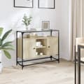 Miniatyrbilde 2 av 11: vidaXL Skjenk med glasstopp sonoma eik 98x35x81 cm konstruert tre