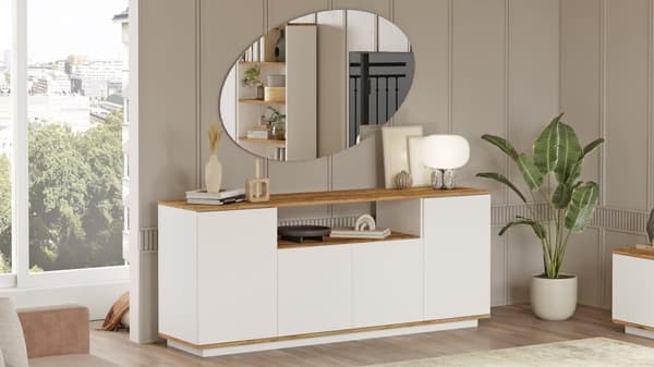 Chic Home Fransi senkki 45x180xK75 cm, valkoinen/ruskea