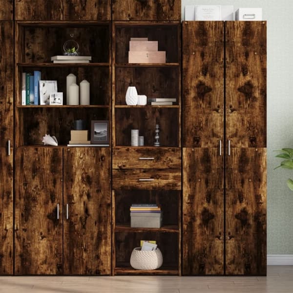vidaXL højskab 40x42,5x185 cm konstrueret træ røget egetræsfarve