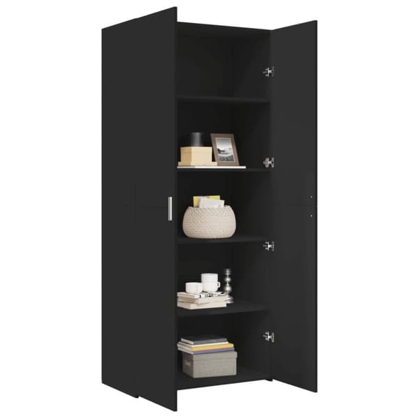 vidaXL Highboard svart 80x42,5x185 cm konstruert tre