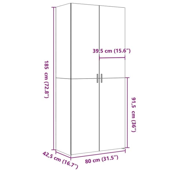 vidaXL Highboard svart 80x42,5x185 cm konstruert tre