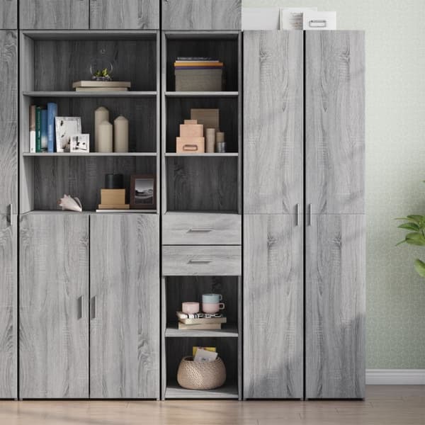 vidaXL højskab 40x42,5x185 cm konstrueret træ grå sonoma-eg
