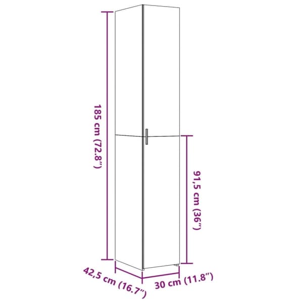 vidaXL reol 30x42,5x185 cm konstrueret træ sort