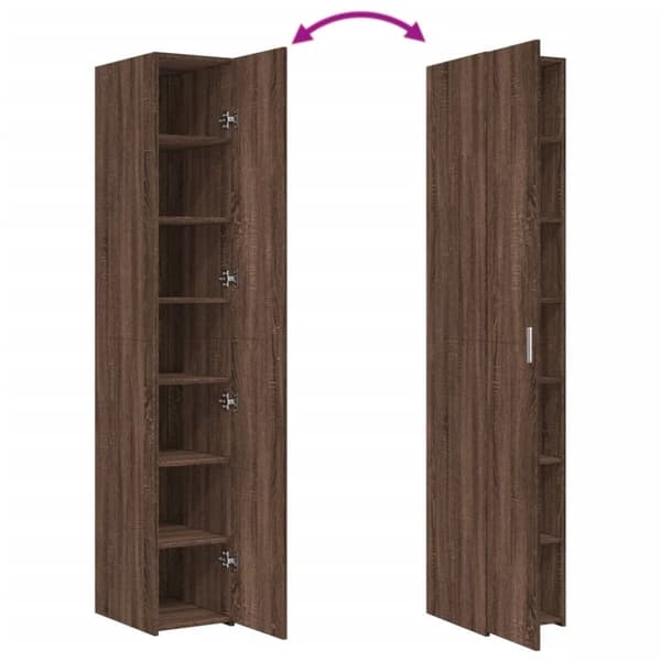 vidaXL reol 30x42,5x185 cm konstrueret træ brun egetræsfarve