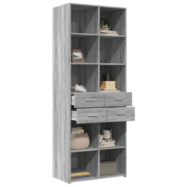 vidaXL Highboard grå sonoma 70x42,5x185 cm konstruert tre