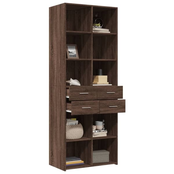 vidaXL skab 70x42,5x185 cm konstrueret træ brun egetræsfarve
