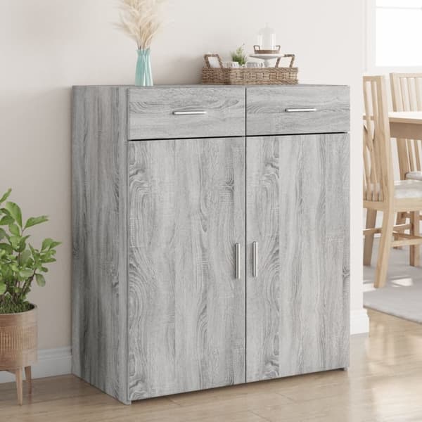 vidaXL skænk 80x42,5x93 cm konstrueret træ grå sonoma-eg