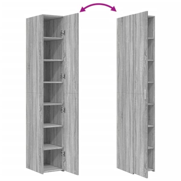 vidaXL reol 30x42,5x185 cm konstrueret træ grå sonoma-eg