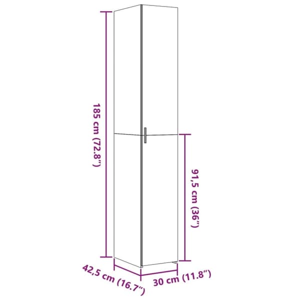 vidaXL Hylle betonggrå 30x42,5x185 cm konstruert tre