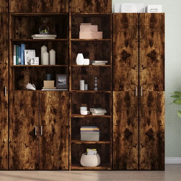vidaXL Highboard røkt eik 50x41x185 cm konstruert tre