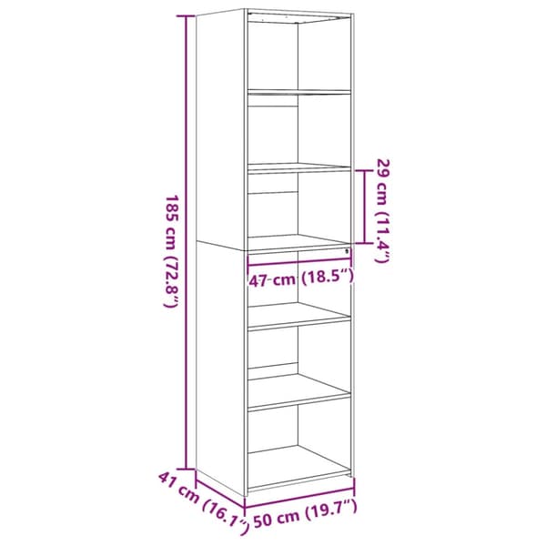 vidaXL højskab 50x41x185 cm konstrueret træ sonoma-eg