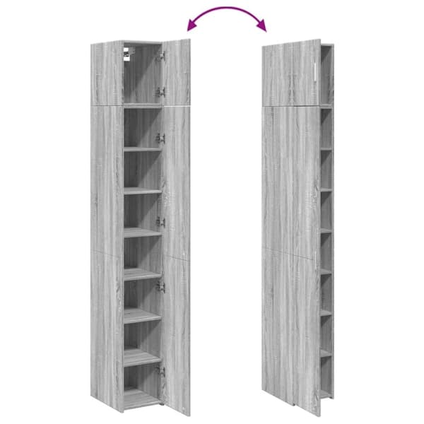 vidaXL skab 30x42,5x225 cm smalt konstrueret træ grå sonoma-eg