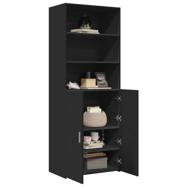 vidaXL Highboard svart 70x42,5x185 cm konstruert tre