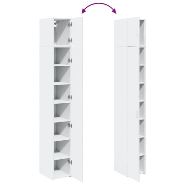 vidaXL skab 30x42,5x225 cm smalt konstrueret træ hvid