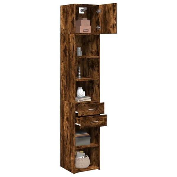 vidaXL skab 40x42,5x225 cm smalt konstrueret træ røget egetræsfarve